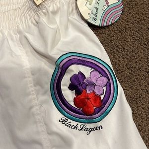 NEW vintage Black Lagoon swim shorts large‎ shorter white